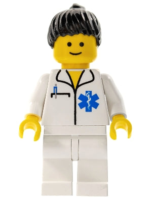 LEGO® Minifigure Town doc019 Doctor EMT Star of Life White Legs Black Ponytail H