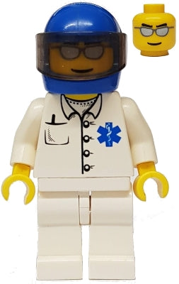 LEGO® Minifigure Town doc022 Doctor EMT Star of Life Button Shirt White Legs Blu