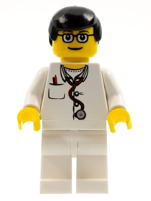 Preowned LEGO® Minifigure – Town doc024 Doctor Lab Coat Stethoscope and Thermometer White L