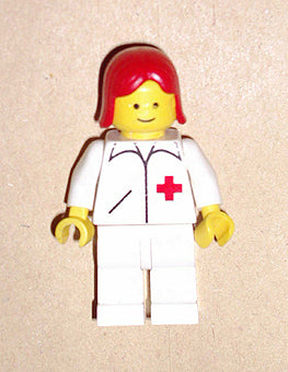 LEGO® Minifigure Town doc031 Doctor Straight Line White Legs Red Female Hair