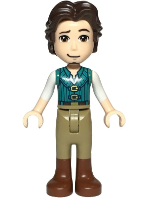 Preowned LEGO® Minifigure – Disney dp187 Flynn Rider - Mini Doll, Dark Turquoise Vest, Thin Hinge