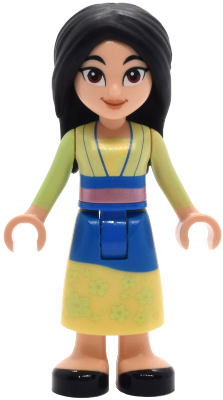 Preowned LEGO® Minifigure – Disney dp226 (Mulan - Yellowish Green and Bright Light Yellow Robe, Black Shoes, Wide Grin with C