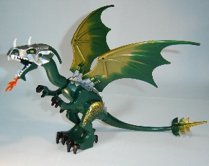 LEGO® Minifigure Animals – Dragon03 Dragon, Fantasy Era, Dark Green Head with Armor
