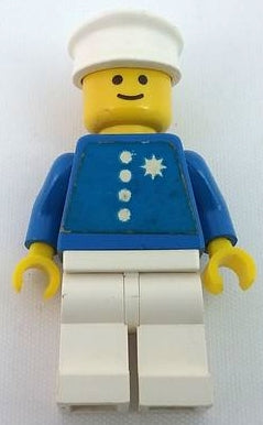 LEGO® Minifigure Town env002 Coast Guard Captain White Hat Torso Sticker w/4 But