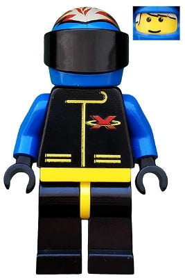 Preowned LEGO® Minifigure – Town ext001 Extreme Team Blue Blue Flame Helmet White Bangs
