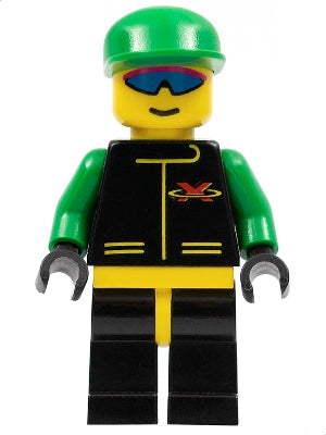 Preowned LEGO® Minifigure – Town ext007 Extreme Team Green Black Legs w/Yellow Hips Green C