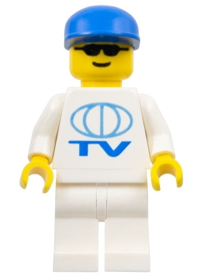 Preowned LEGO® Minifigure – Town ext011 TV Logo Large Pattern White Legs Blue Cap