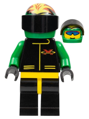 Preowned LEGO® Minifigure – Town ext018 Extreme Team Green Black Legs w/Yellow Hips Green F