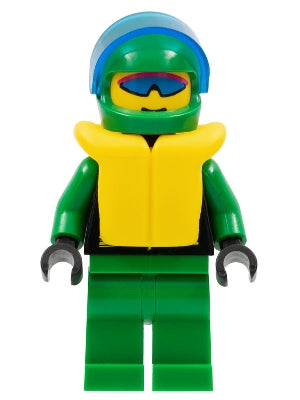 Preowned LEGO® Minifigure – Town ext019 Extreme Team Green Green Legs Green Helmet Life Jac