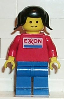 Preowned LEGO® Minifigure – Town exx001 Exxon Blue Legs Black Pigtails Hair