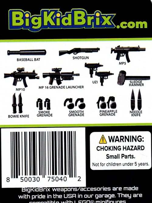 Big Kid Brix Custom LEGO® Minifigure Accessories – Modern Weapons 2 Pack - Black