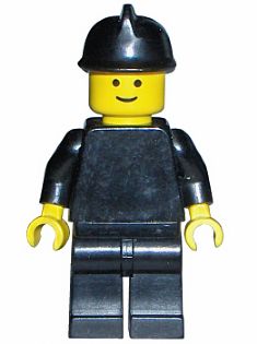 Preowned LEGO® Minifigure – Town fire005 Plain Black Torso w/Black Arms Black Legs Black Fi