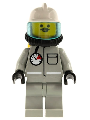 Preowned LEGO® Minifigure – Town firec027 Fire Air Gauge and Pocket Light Gray Legs White F