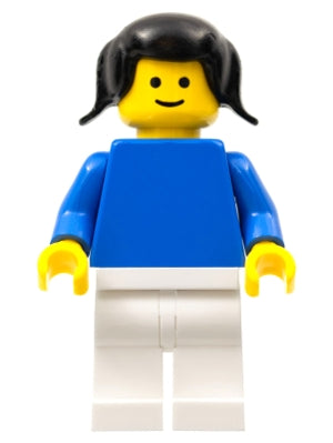 LEGO® Minifigure Town fmf002 Plain Blue Torso w/Blue Arms White Legs Black Pigta