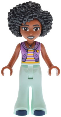 Preowned LEGO® Minifigure – Friends frnd0816 (Friends Jamila - Medium Lavender Sleeveless Hoodie, Light Aqua Trousers Bell-Bo