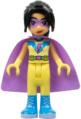 Preowned LEGO® Minifigure – Friends frnd0837 (Friends Liann - Bright Light Yellow Superhero Costume, Medium Lavender Cape)