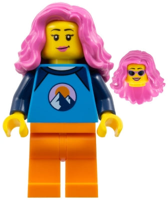 Preowned LEGO® Minifigure – FIRST LEGO League fst039 Saxophone Player - Female, Dark Azure and Dark Blue Shirt with Mountains