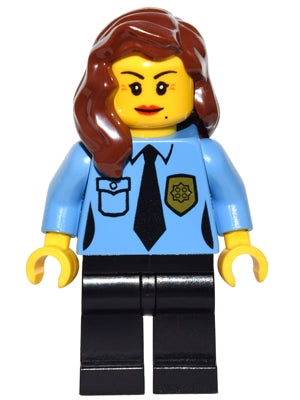 Preowned LEGO® Minifigure – LEGO® Brand game013 Police Female Officer Black Legs Reddish Br