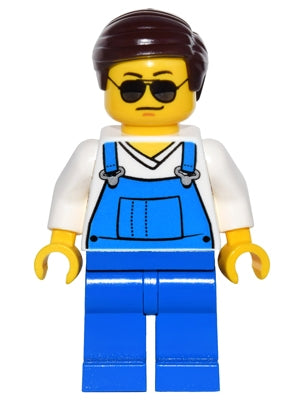 Preowned LEGO® Minifigure – LEGO® Brand game016 Overalls Blue over V-Neck Shirt Blue Legs D
