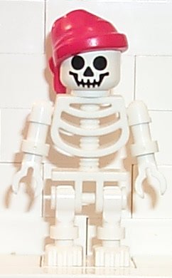 Preowned LEGO® Minifigure – Pirates gen010 Skeleton Standard Skull Floppy Arms Red Bandana