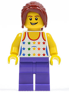 Preowned LEGO® Minifigure – LEGO® Brand gen060 Shirt w/Female Rainbow Stars Pattern Dark Pu