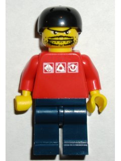 Preowned LEGO® Minifigure – Sports gg001 Skateboarder Red Shirt w/Silver Logos Dark Blue Le