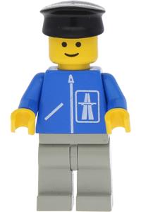 Preowned LEGO® Minifigure – Town hgh009 Highway Pattern Light Gray Legs Black Hat