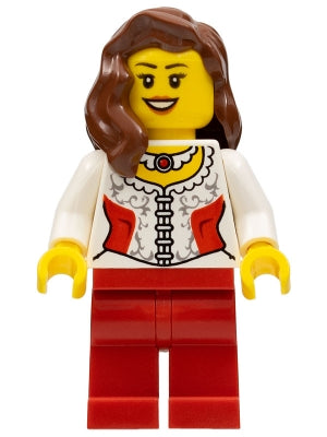 Preowned LEGO® Minifigure – Holiday & Event hol022 White Lace Blouse w/Red Side Panels and