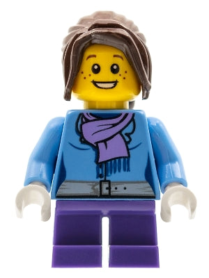 Preowned LEGO® Minifigure – Holiday & Event hol026 Medium Blue Jacket w/Light Purple Scarf
