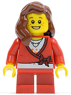 Preowned LEGO® Minifigure – Holiday & Event hol031 Sweater Cropped w/Bow Heart Necklace Red