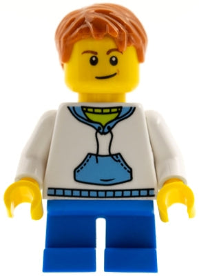 Preowned LEGO® Minifigure – Holiday & Event hol037a Child Boy White Hoodie w/Medium Blue Po