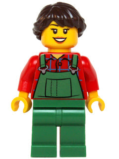 Preowned LEGO® Minifigure – Holiday & Event hol038 Overalls Farmer Green Dark Brown French
