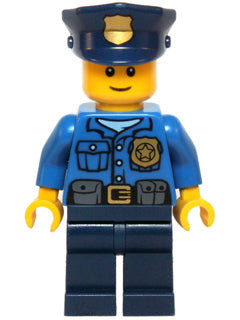 Preowned LEGO® Minifigure – Holiday & Event hol040 Police Gold Badge Police Hat Black Eyebr