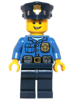 Preowned LEGO® Minifigure – Holiday & Event hol042 Police Gold Badge Police Hat Open Grin