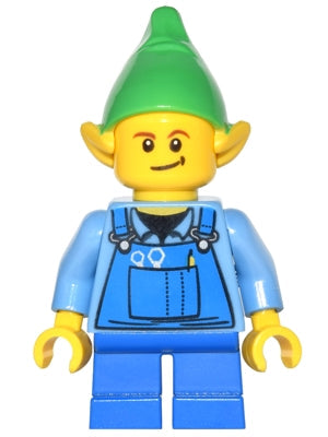 Preowned LEGO® Minifigure – Holiday & Event hol045a Elf Blue Overalls Black Dimple