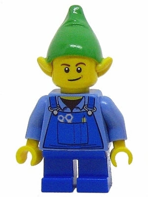 Preowned LEGO® Minifigure – Holiday & Event hol045b Elf Blue Overalls Brown Dimple