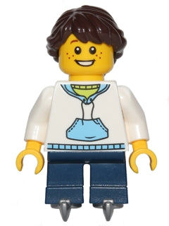Preowned LEGO® Minifigure – Holiday & Event hol052 Child Girl White Hoodie w/Medium Blue Po