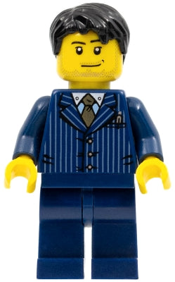 Preowned LEGO® Minifigure – Holiday & Event hol054 Businessman Pinstripe Jacket and Gold Ti