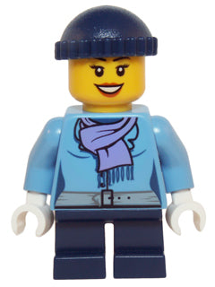 Preowned LEGO® Minifigure – Holiday & Event hol074 Medium Blue Jacket w/Light Purple Scarf
