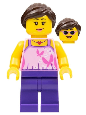 Preowned LEGO® Minifigure – Holiday & Event hol083 Girl Bright Pink Top w/Butterflies and F
