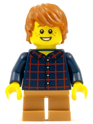 Preowned LEGO® Minifigure – Holiday & Event hol088 Child Boy Dark Blue Plaid Button Shirt M