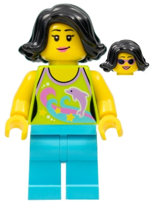 Preowned LEGO® Minifigure – Holiday & Event hol089 Female Lime Halter Top w/Dolphin Pattern