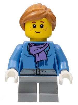Preowned LEGO® Minifigure – Holiday & Event hol099 Medium Blue Jacket w/Light Purple Scarf