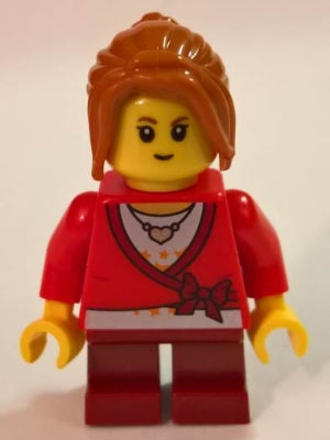 Preowned LEGO® Minifigure – Holiday & Event hol101 Sweater Cropped w/Bow Heart Necklace Dar