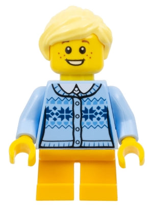 Preowned LEGO® Minifigure – Holiday & Event hol103 Girl Fair Isle Sweater Bright Light Yell