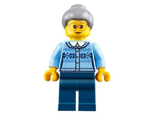 Preowned LEGO® Minifigure – Holiday & Event hol106 Grandmother Fair Isle Sweater Light Blui