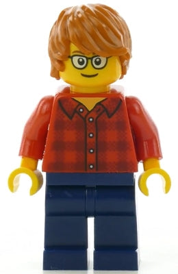 Preowned LEGO® Minifigure – Holiday & Event hol131 Red Plaid Flannel Shirt Dark Blue Legs D