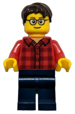 Preowned LEGO® Minifigure – Holiday & Event hol131a Red Plaid Flannel Shirt Dark Blue Legs