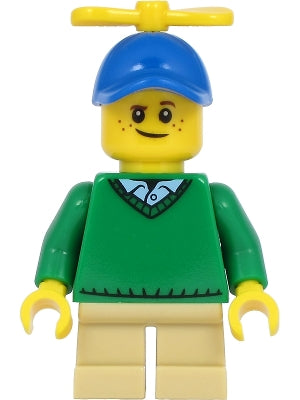 Preowned LEGO® Minifigure – Holiday & Event hol163a Boy Freckles Green Sweater V-Neck over