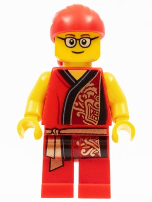 Preowned LEGO® Minifigure – Holiday & Event hol180 Lion Dance Musician Red Head Wrap Glasse